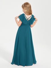 Robe de Demoiselle d'Honneur Junior en Mousseline Délicate Bleu Encre