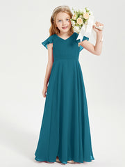 Robe de Demoiselle d'Honneur Junior en Mousseline Délicate Bleu Encre