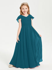 Robe de Demoiselle d'Honneur Junior en Mousseline Délicate Bleu Encre