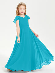 Robe de Demoiselle d'Honneur Junior en Mousseline Délicate Jade