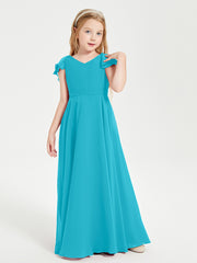 Robe de Demoiselle d'Honneur Junior en Mousseline Délicate Jade