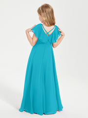Robe de Demoiselle d'Honneur Junior en Mousseline Délicate Jade