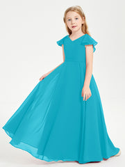 Robe de Demoiselle d'Honneur Junior en Mousseline Délicate Jade