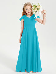 Robe de Demoiselle d'Honneur Junior en Mousseline Délicate Jade