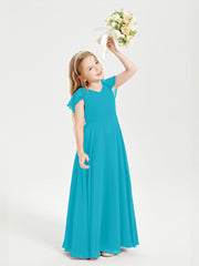 Robe de Demoiselle d'Honneur Junior en Mousseline Délicate Jade