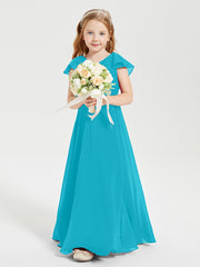 Robe de Demoiselle d'Honneur Junior en Mousseline Délicate Jade