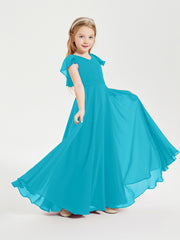 Robe de Demoiselle d'Honneur Junior en Mousseline Délicate Jade