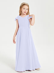 Robe de Demoiselle d'Honneur Junior en Mousseline Délicate Lavande