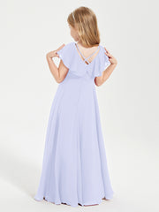 Robe de Demoiselle d'Honneur Junior en Mousseline Délicate Lavande