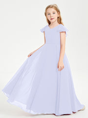 Robe de Demoiselle d'Honneur Junior en Mousseline Délicate Lavande