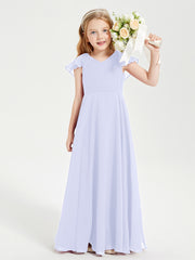 Robe de Demoiselle d'Honneur Junior en Mousseline Délicate Lavande