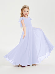 Robe de Demoiselle d'Honneur Junior en Mousseline Délicate Lavande