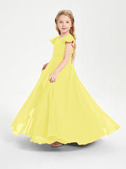 Robe de Demoiselle d'Honneur Junior en Mousseline Délicate Citron