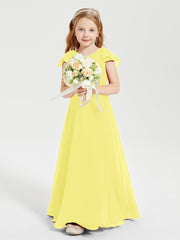 Robe de Demoiselle d'Honneur Junior en Mousseline Délicate Citron