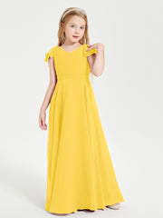 Robe de Demoiselle d'Honneur Junior en Mousseline Délicate Souci