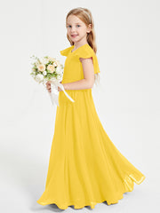Robe de Demoiselle d'Honneur Junior en Mousseline Délicate Souci