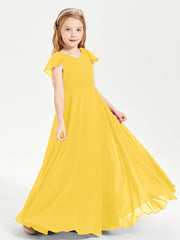 Robe de Demoiselle d'Honneur Junior en Mousseline Délicate Souci