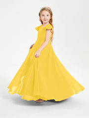 Robe de Demoiselle d'Honneur Junior en Mousseline Délicate Souci