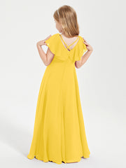 Robe de Demoiselle d'Honneur Junior en Mousseline Délicate Souci