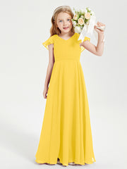 Robe de Demoiselle d'Honneur Junior en Mousseline Délicate Souci