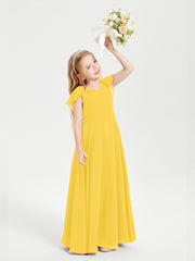 Robe de Demoiselle d'Honneur Junior en Mousseline Délicate Souci