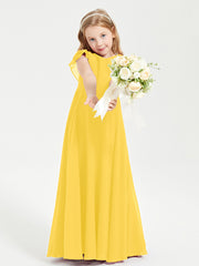 Robe de Demoiselle d'Honneur Junior en Mousseline Délicate Souci