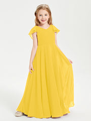 Robe de Demoiselle d'Honneur Junior en Mousseline Délicate Souci