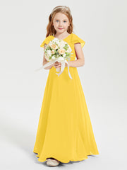 Robe de Demoiselle d'Honneur Junior en Mousseline Délicate Souci