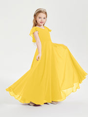 Robe de Demoiselle d'Honneur Junior en Mousseline Délicate Souci