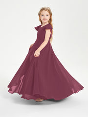 Robe de Demoiselle d'Honneur Junior en Mousseline Délicate Mûre