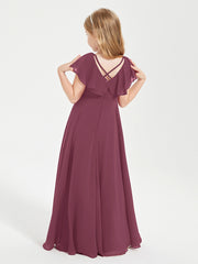 Robe de Demoiselle d'Honneur Junior en Mousseline Délicate Mûre
