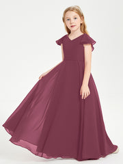 Robe de Demoiselle d'Honneur Junior en Mousseline Délicate Mûre