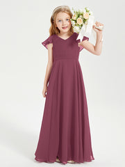 Robe de Demoiselle d'Honneur Junior en Mousseline Délicate Mûre