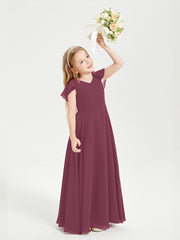 Robe de Demoiselle d'Honneur Junior en Mousseline Délicate Mûre