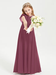Robe de Demoiselle d'Honneur Junior en Mousseline Délicate Mûre