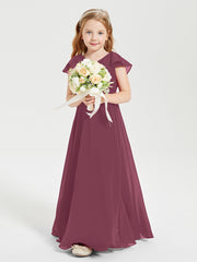 Robe de Demoiselle d'Honneur Junior en Mousseline Délicate Mûre
