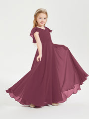 Robe de Demoiselle d'Honneur Junior en Mousseline Délicate Mûre
