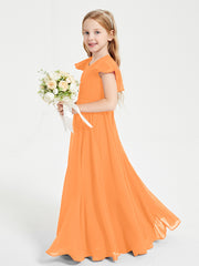 Robe de Demoiselle d'Honneur Junior en Mousseline Délicate Orange