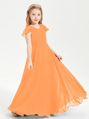 Robe de Demoiselle d'Honneur Junior en Mousseline Délicate Orange