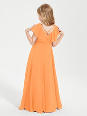 Robe de Demoiselle d'Honneur Junior en Mousseline Délicate Orange