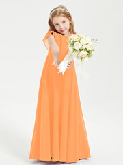 Robe de Demoiselle d'Honneur Junior en Mousseline Délicate Orange