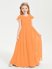 Robe de Demoiselle d'Honneur Junior en Mousseline Délicate Orange