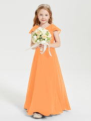 Robe de Demoiselle d'Honneur Junior en Mousseline Délicate Orange