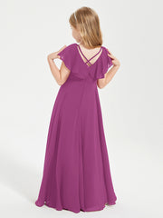 Robe de Demoiselle d'Honneur Junior en Mousseline Délicate Orchidee
