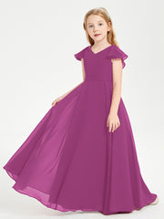 Robe de Demoiselle d'Honneur Junior en Mousseline Délicate Orchidee
