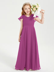 Robe de Demoiselle d'Honneur Junior en Mousseline Délicate Orchidee