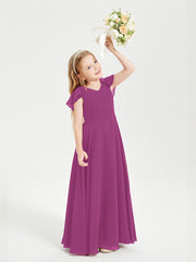 Robe de Demoiselle d'Honneur Junior en Mousseline Délicate Orchidee