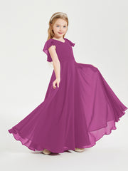 Robe de Demoiselle d'Honneur Junior en Mousseline Délicate Orchidee