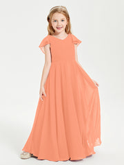 Robe de Demoiselle d'Honneur Junior en Mousseline Délicate Papaye