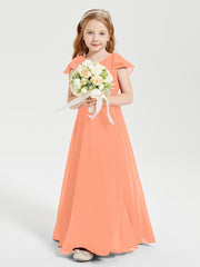 Robe de Demoiselle d'Honneur Junior en Mousseline Délicate Papaye